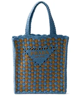 Сумка-тоут в технике кроше Prada, синий 29575479 | синий