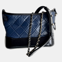 Chanel Blue and Black Leather Gabrielle Small Bag 1143424