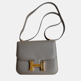 Hermes Tin Grey Epsom Leather Constance 19 Shoulder Bag 1143444