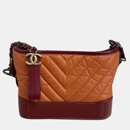 Chanel Orange Chevron Leather Small Gabrielle Shoulder Bag 1143446