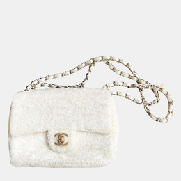 Chanel White Sequin Large Mini Flap Shoulder Bag 1143466