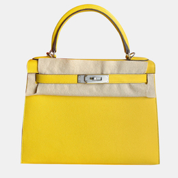 Hermes Naples Yellow Epsom Leather Kelly 28 Top Handle Bag 1143468