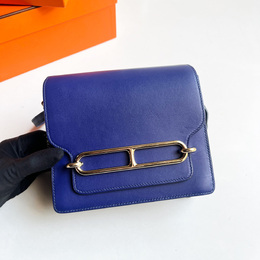 Hermes Ink Blue Swift Leather Mini Roulis Shoulder Bag 1143558