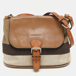Burberry Beige Mega Check Canvas and Leather Small Gowan Messenger Saddle Bag 1147083