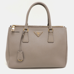 Prada Taupe Saffiano Lux Leather Large Galleria Double Zip Tote 1147092