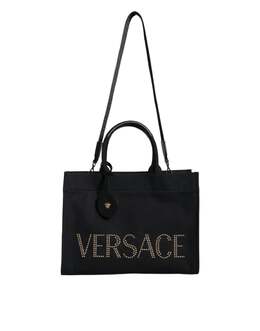 Женская сумка через плечо Versace с ручкой сверху и кожаным логотипом, черный 7809030717500 | black
