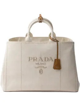 Prada logo-embroidered tote bag 29574585
