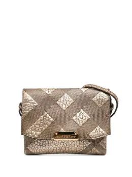 Burberry 2000-2017 Embossed Grain Check Leather Langley crossbody bag 30155927