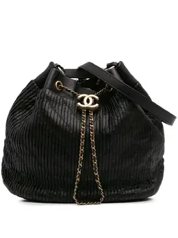 Chanel 2017-2018 Medium Crumpled Calfskin Coco Pleats Drawstring bucket bag 30156689