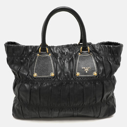 Prada Black Leather Gauffre Antic Tote 1146481