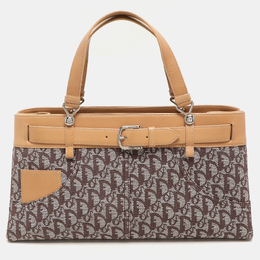 Christian Dior Brown/Beige Oblique Canvas and Leather Jeans Pocket Tote 1147124
