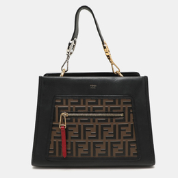 Fendi Black/Brown Zucca Leather Small Runaway Shoulder Bag 1147414