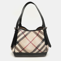 Burberry Black/Beige Super Nova Check PVC and Patent Leather Canterbury Tote 1147503