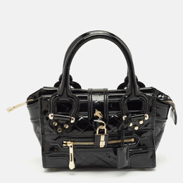 Burberry Black Quilted Patent Leather Mini Manor Tote 1147951