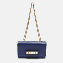 Valentino Blue Leather Va Va Voom Chain Clutch 1148100