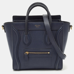 Celine Navy Blue Leather Nano Luggage Tote 1148368