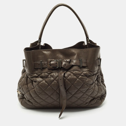Burberry Olive Green Quilted Leather Medium Enmore Hobo 1148498
