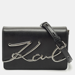 Karl Lagerfeld Black Leather K/Signature Shoulder Bag 1148516