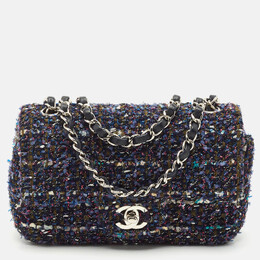Chanel Blue Tweed Small CC Flap Bag 1148541