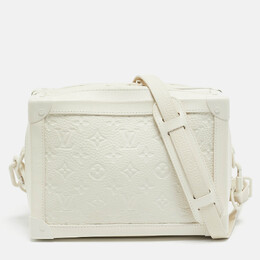 Louis Vuitton Powder White Monogram Taurillon Leather Soft Trunk Bag 1148669
