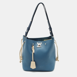 Louis Vuitton Blue Jean Leather Lockme Bucket Bag 1148841