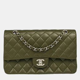 Chanel Green Calfskin Medium Classic Double Flap Shoulder Bag 1149053
