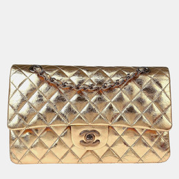 Chanel Gold Metallic Lambskin Medium Classic Double Flap Shoulder Bag 1149056
