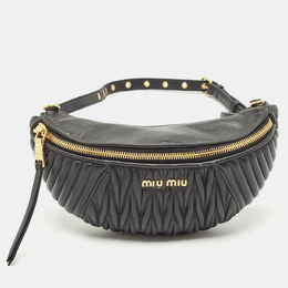 Miu Miu Black Matelassé Leather Belt Bag 1149068