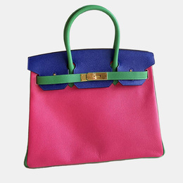 Hermes Tricolor Epsom Leather Gold Finished Birkin 30 Bag 1138036