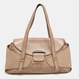 Tod's Beige Leather and Suede Shoulder Bag 1149391