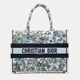 Christian Dior Blue Canvas Embroidered Medium Flowers Book Tote 1149793