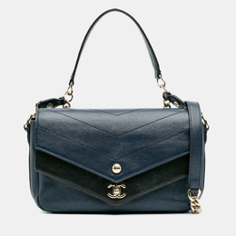 Chanel Navy Blue Quilted Sheepskin Double Chevron Mini Flap Bag 1149899