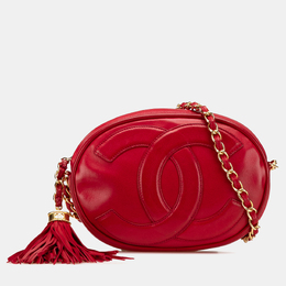 Chanel Red CC Lambskin Tassel Oval Camera Bag 1149962