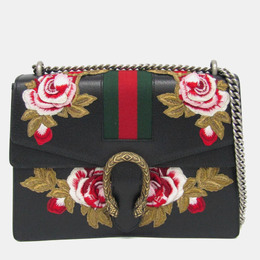 Gucci Black Leather Dionysus Flower Shoulder Bag 1150317
