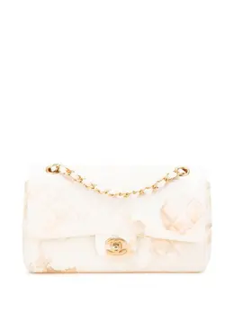 Chanel 2018 Medium Classic Printed Denim Floral Double Flap shoulder bag 30257220