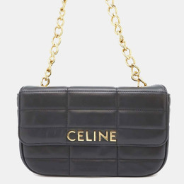 Celine Black Goatskin Leather Chain Matelasse Monochrome Shoulder Bag 1150485