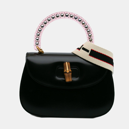 Gucci Black Limited Edition Medium Calfskin Acrylic Classic 2 Top Handle Bag 1150216