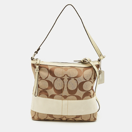 Coach Beige/White Signature Canvas and Leather Messenger Bag 1149814