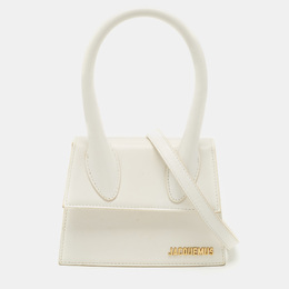 Jacquemus White Leather Le Chiquito Moyen Top Handle Bag 1149817