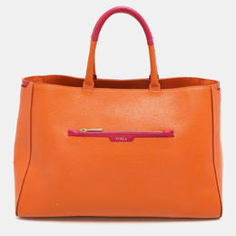 Furla Orange/Magenta Leather Tote 1148347