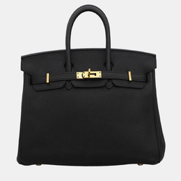 Hermes Noir Togo Leather Gold Finish Birkin 25 Bag 1037773