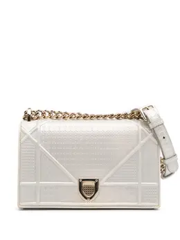 Christian Dior 2018 Small Metallic Patent Microcannage Diorama Flap crossbody bag 30257108