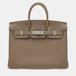 Hermes Etoupe Grey Togo Leather Birkin 25 Bag 1102607