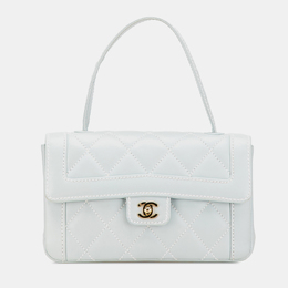 Chanel Blue Quilted Lambskin Wild Stitch Top Handle Bag 1151922