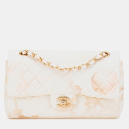 Chanel Brown Classic Printed Denim Floral Double Medium Flap Bag 1151865