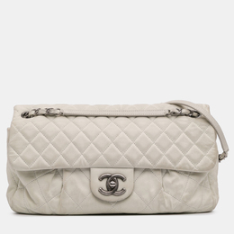 Chanel White Iridescent Calfskin Chic Quilt Large Flap Bag 1151769