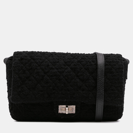 Chanel Black Quilted Tweed Reissue 2.55 Easy Jumbo Messenger Bag 1151201