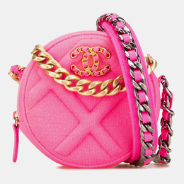 Chanel Hot Pink Jersey 19 Round Clutch on Chain 1151013