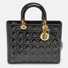 Christian Dior Black Cannage Patent Leather Large Lady Christian Dior Tote 1152230