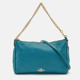Coach Teal Blue Leather Carrie Crossbody Bag 1152206